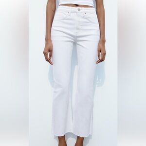 Zara white ankle bootcut jeans (crop)